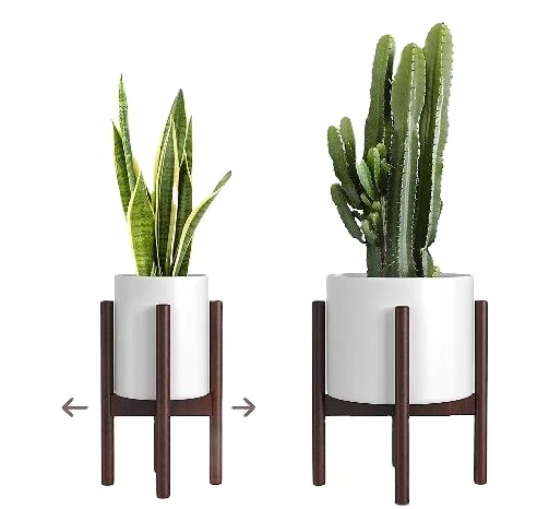 

High quality8" to 12" Bamboo Slid wood Indoor Adjustable Pot Plant Holder Mid Center Modern Planter Stand
