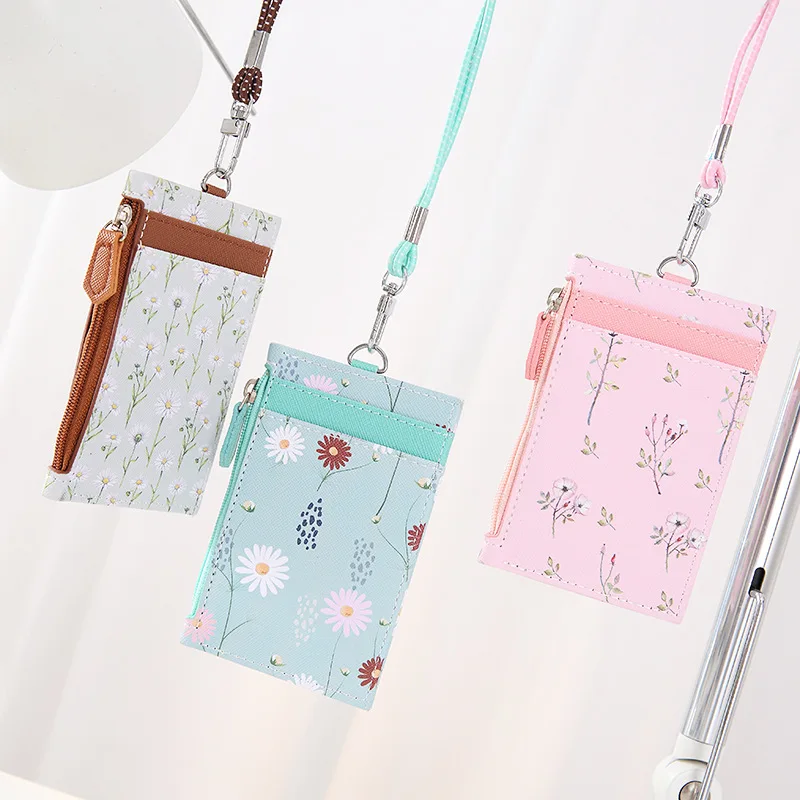 

Wholesale Custom Fashionable Pu Leather Name Id Card Badge Holder with Ribbon Lanyard, Pink, blue