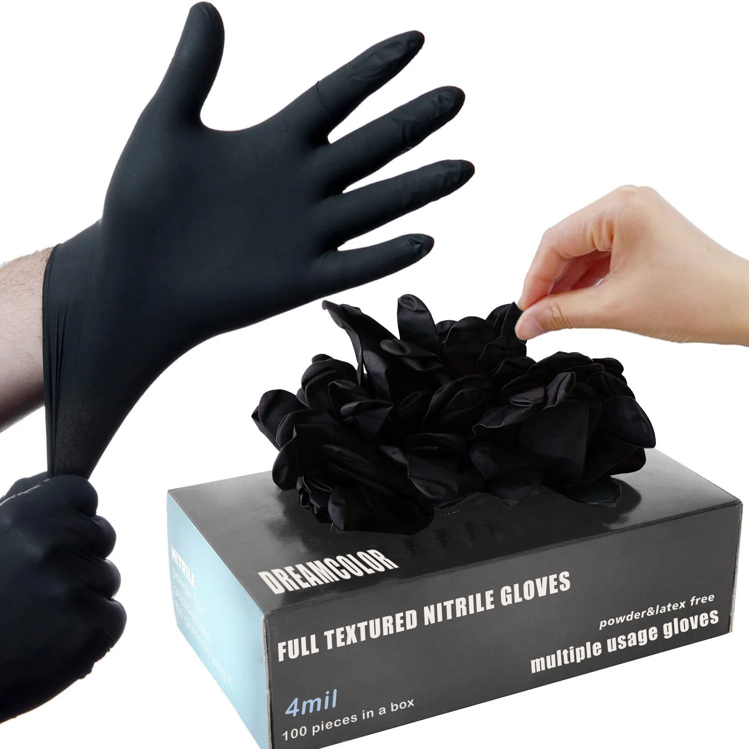 

4 mil full textured mechanic Heavy duty industry tattoo custom logo latex free powder free nitrile disposable-gloves gloves