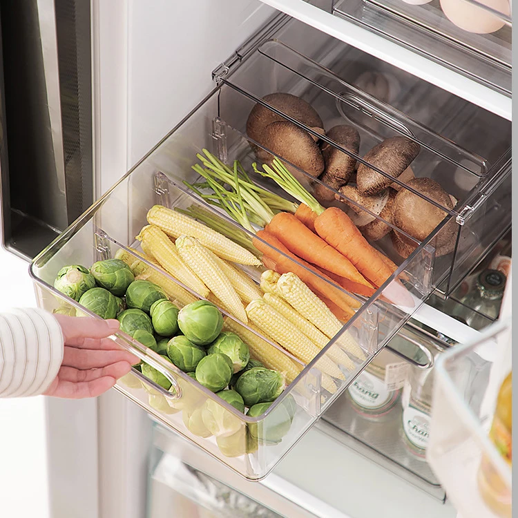 

Kitchen Plastic Refrigerator Organizer Bins Stackable Fridge Organizers for Kitchen and Fridges, Clear