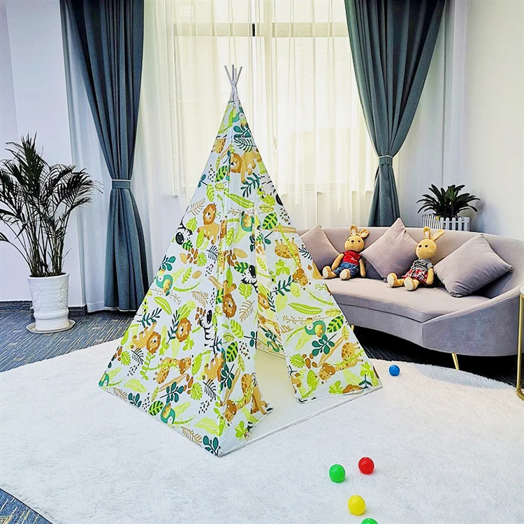 

Outdoor Portable Triangle Indoor Nylon Kids Baby Toy Tepee House Folding Indian Children Play Tent, As shown