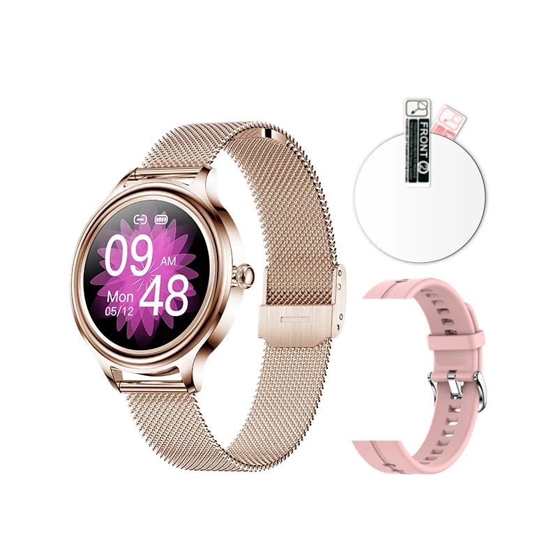 

Women Smart Watch KM05 With Body Checker Compact And Around Design Stainless Steel Strap For Smart Watch Replacement Bands