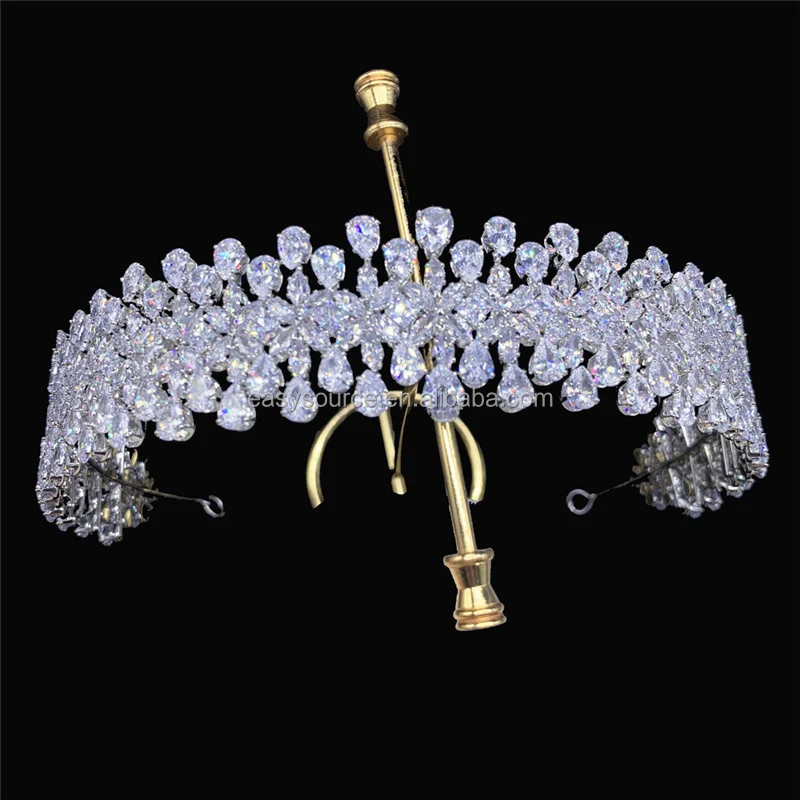 

RE4316 Cubic Zirconia Princess Tiara CZ Bridal Headband Wedding Hair Accessories