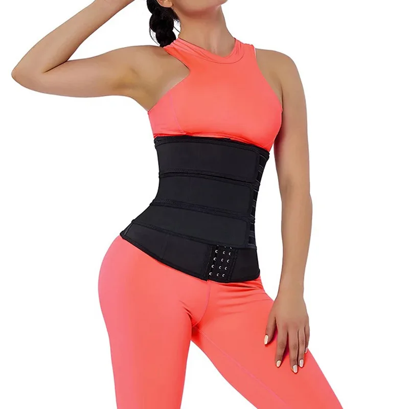 

Women's Waist Trainer Latex Corset Sports Weight Loss Body Shaper neoprene three strap Four-breasted