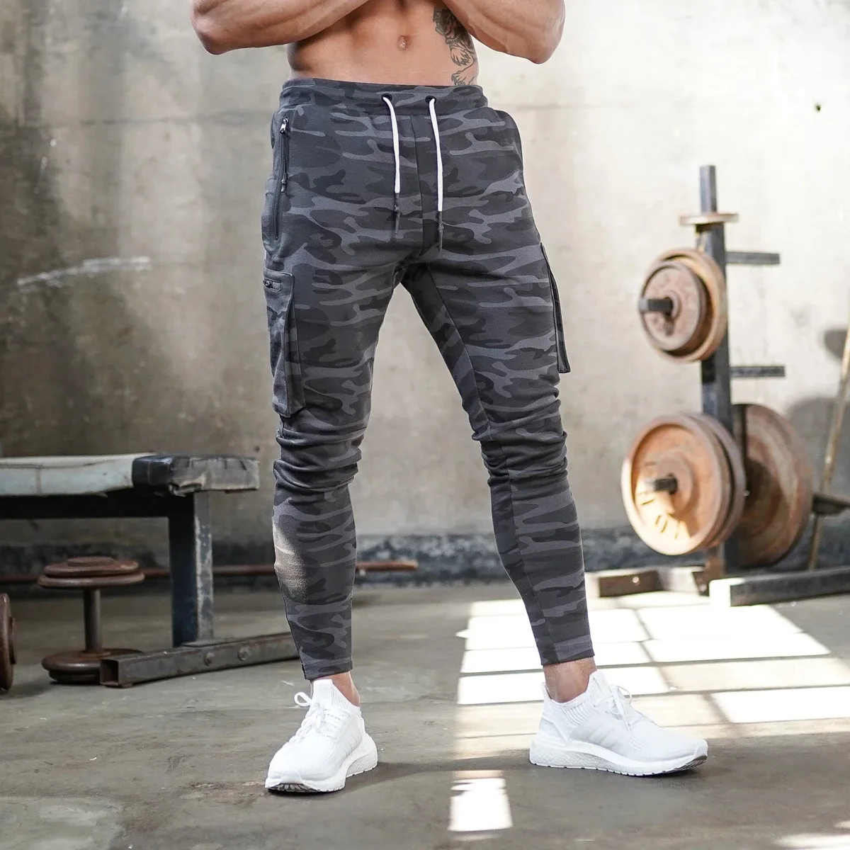 

Custom Cotton Fitness trousers men Solid color training track pants bodybuilding sport sweatpants gym joggers overalls trousers