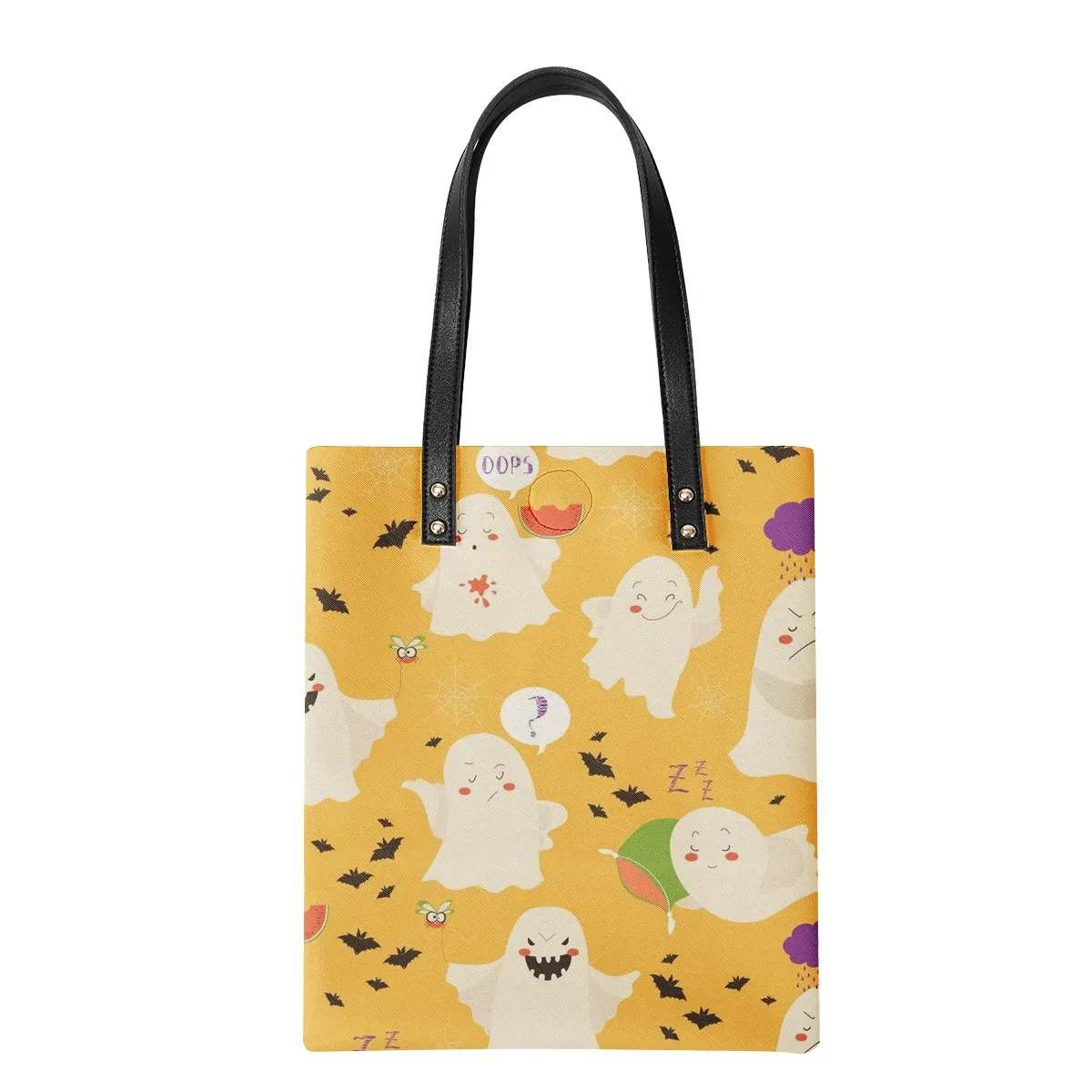 

Designer custom light yellow square skull bat Halloween blood bag canvas breathable one-hand diagonal Halloween trophy bag, Customized color