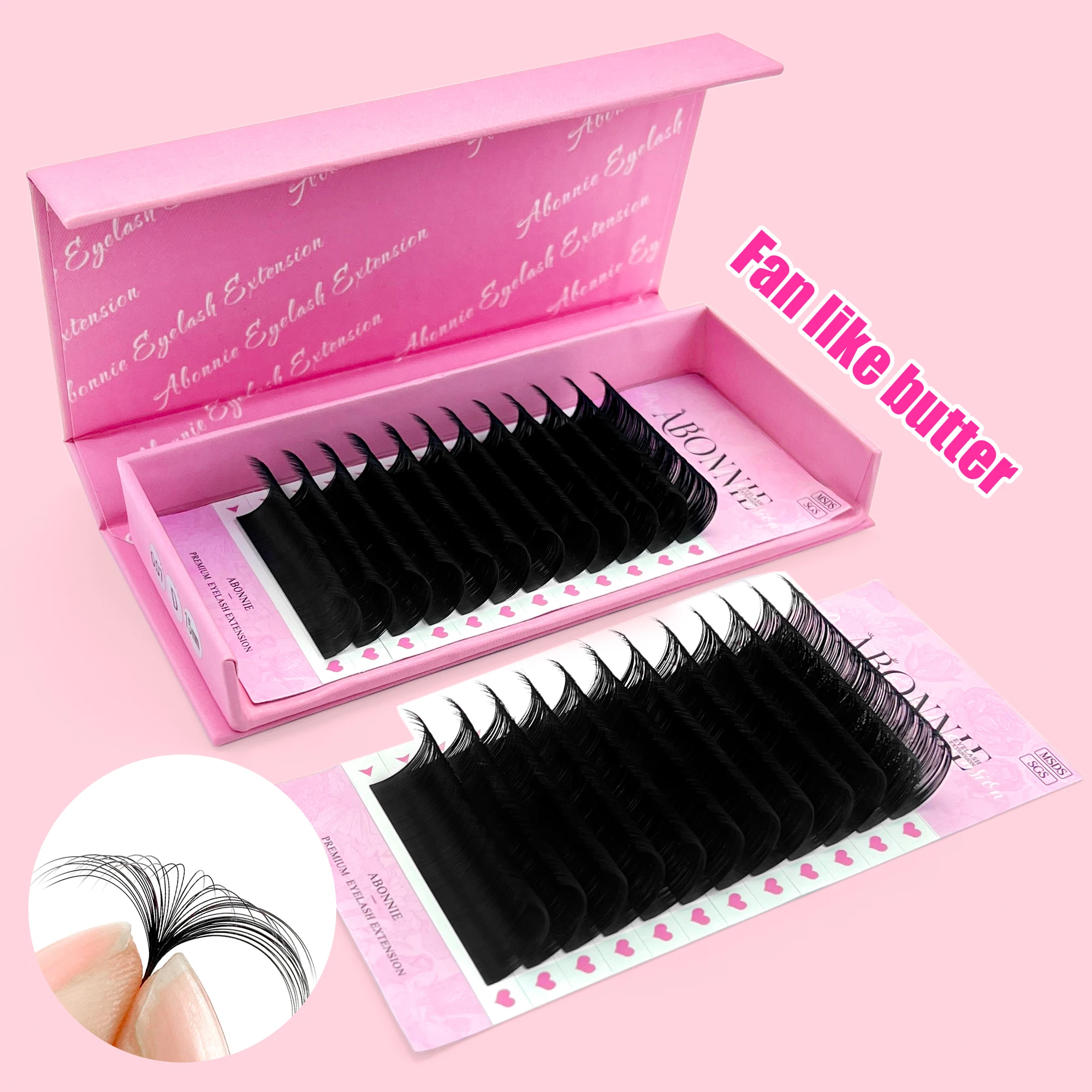 Abonnie Satin Mink Individual Lashes Russian Volume Eyelash Extension Bouquet Wholesale Matte Lash Tray Cashmere Lash Extensions