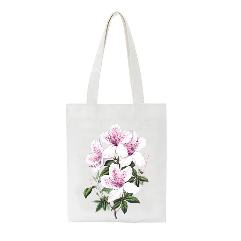 

Logo Printing Handbags Floral Printed Tote Handbag Summer Beach Bag Harajuku bags Custom Casual Canvas Bag