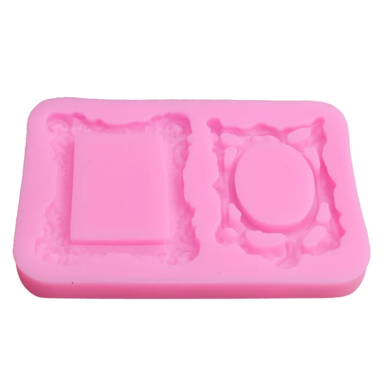 

5 kinds various mirror frame photo frames fondant silicone mold handmade clay chocolate mold DIY cake decoration mold, As picture