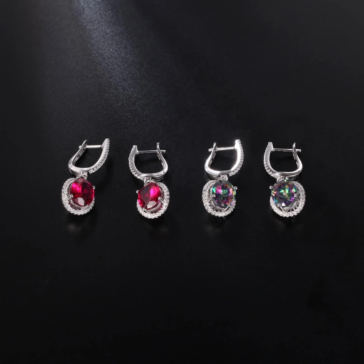 

Abiding Classical Designs Big Gemstone 925 Sterling Silver Fashion Statement Drop Earrings Women For Wedding