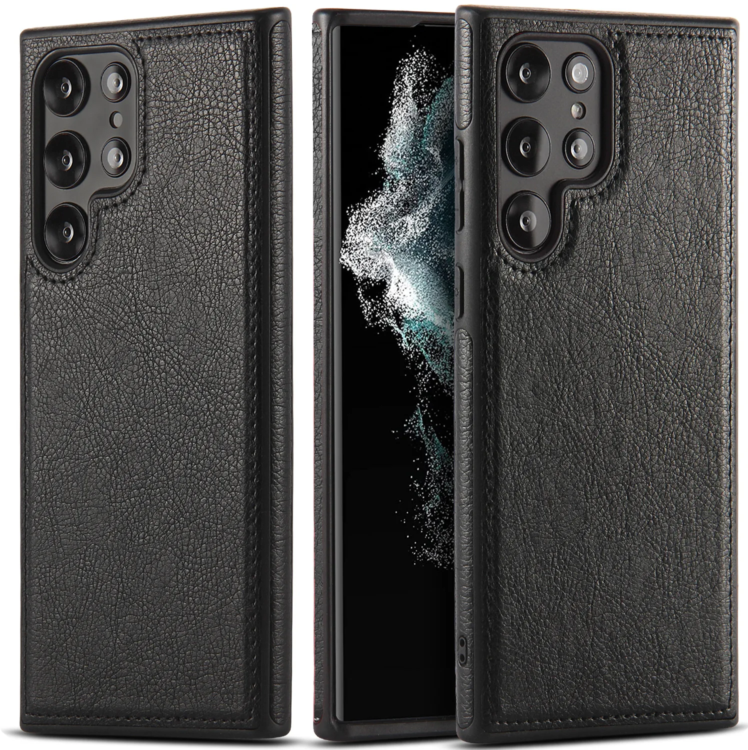 

For Galaxy S22 Case, Luxury Leather Classic Business Style Scratch Resistant Full Body Protective Phone Cases for Men Women