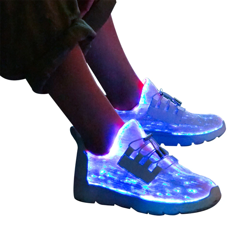 

Wholesale Battery Operated Rechargeable Luminous Glow in the Dark Adults Men Fiber Optic Glowing Party Wear LED Light up Shoes