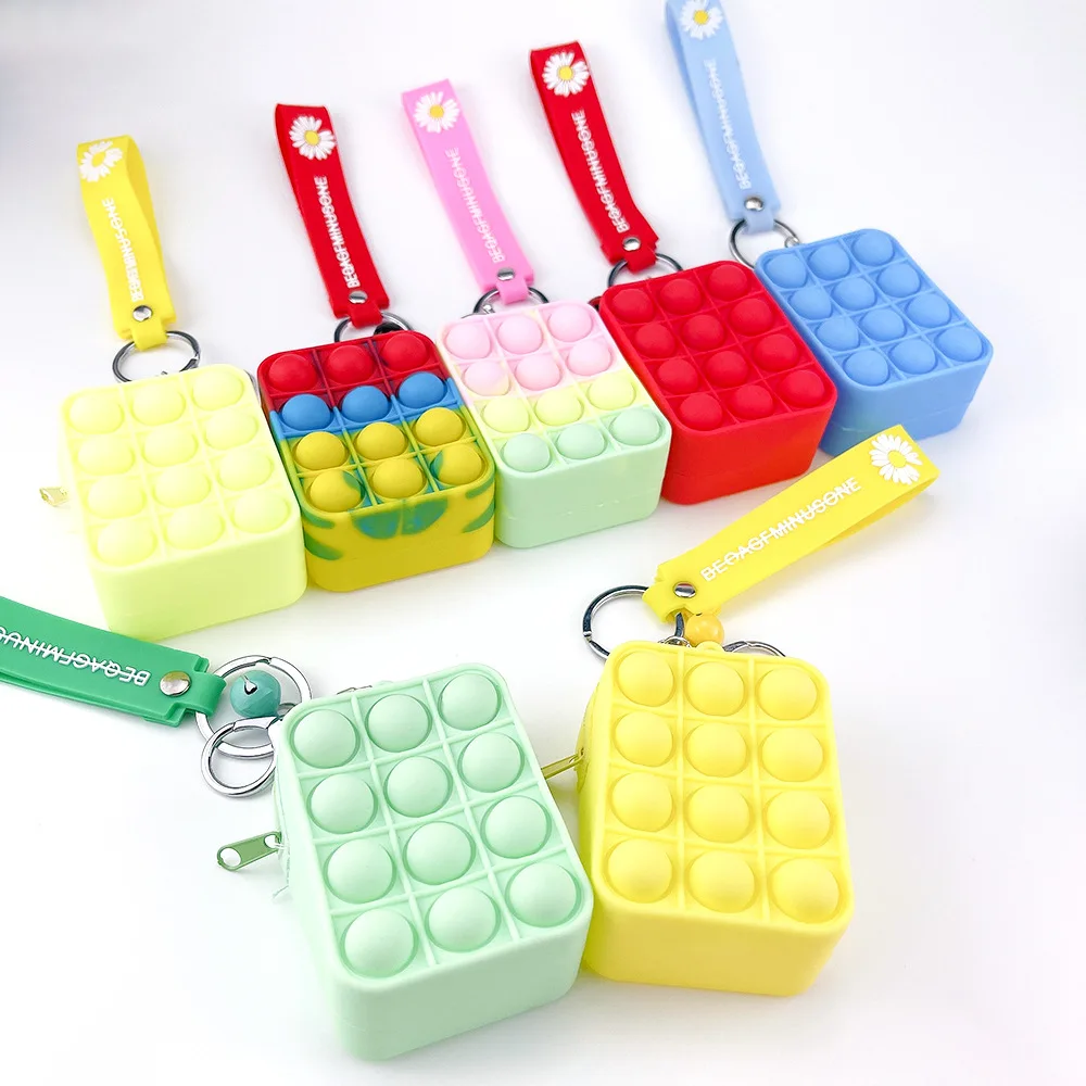 

New Creative Custom Color Silicone Funny Anxiety Relief Zipper Mini Purse Fidget Toys