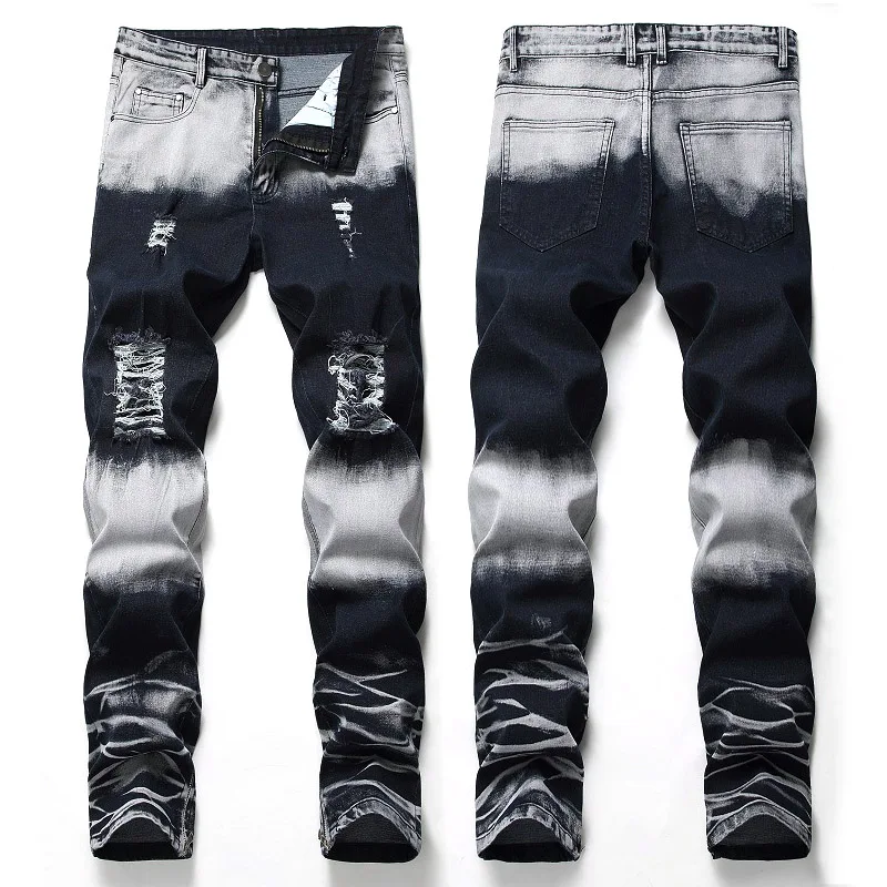 

Wholesale Zippers on the Legs Mens Straight Leg Jeans Denim Mens Ripped Skinny Jeans Plus Size Rip Jean