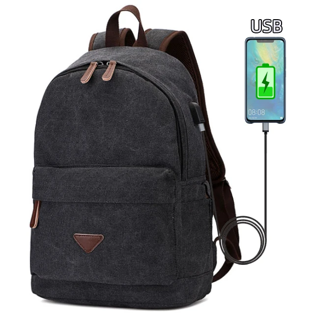 

custom logo and wholesale usb black blank canvas backpack bag canvas, As picture/customize colors