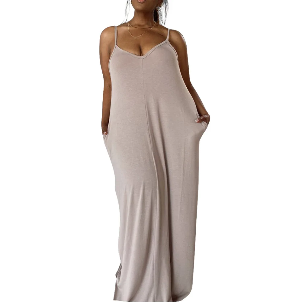 

Sexy plus-size dress straps Womens Beach Robe Femme Plus Size Long Kaftan Sexy V Neck Long Maxi Summer Dress