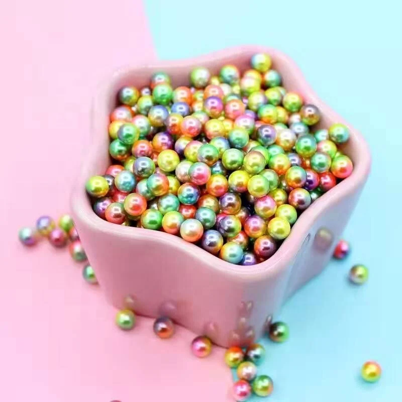 

Rainbow Color Round ABS Plastic Loose Pearl Beads Without Hole, Custom color
