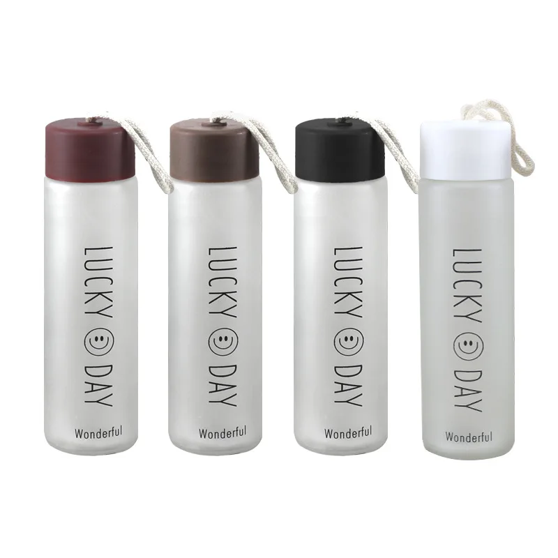 

Mikenda Hot Sale Glass Bottle Drinking Water With Plastic Lids Custom Matte Glass Water Bottle, Can be customized