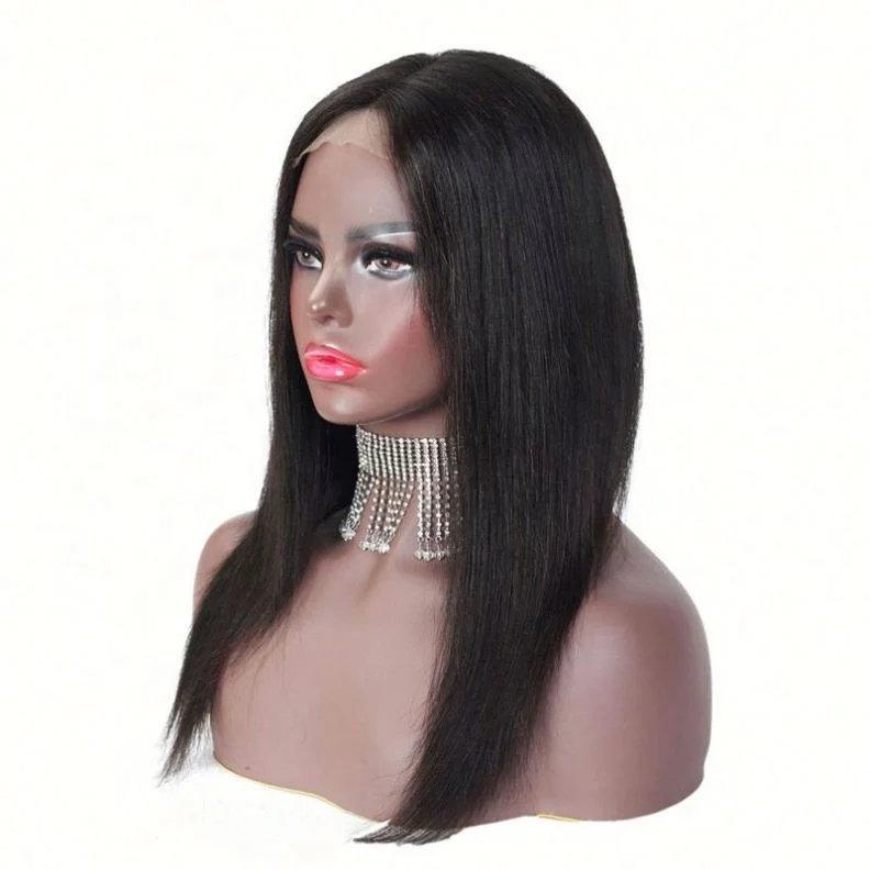 

Jhcentury Men Women High Quality Lace Wigs Straight Hair Set Black Color, As show