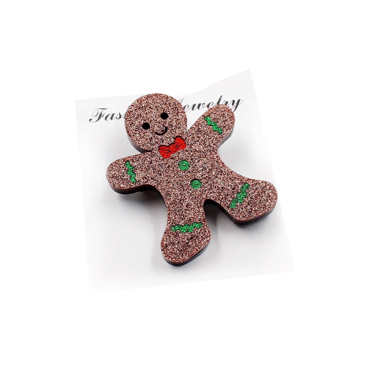 

BR102-47mm Gingerbread Brooch (Safe Pin) Holiday Statements Christmas Brooch Acrylic Brooch, Picture