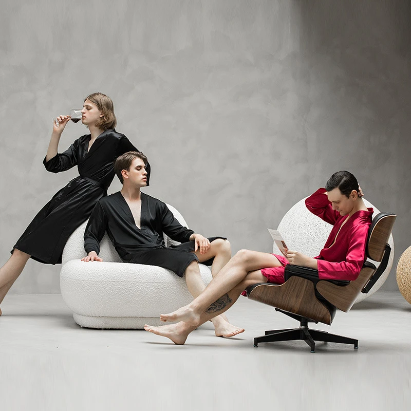 

Hangzhou Wholesale Soft Comfortable Bridegroom Kimono Satin Silk Bathrobe Couple Nightgown Men Robe