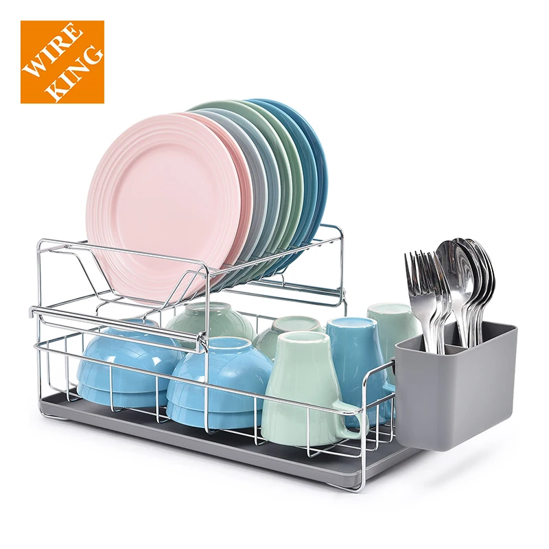 

FAST SHIPPING 10% OFF dish rack and drain board tray dish drainer storage holder kitchen chrome cup dish drying rack for sell, Silver