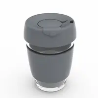

Custom No MOQ 8oz / 227ml and 12oz / 350ml Print Logo Mug Eco Friendly Travel Keep Glass Reusable Coffee Cup with Silicone Lid