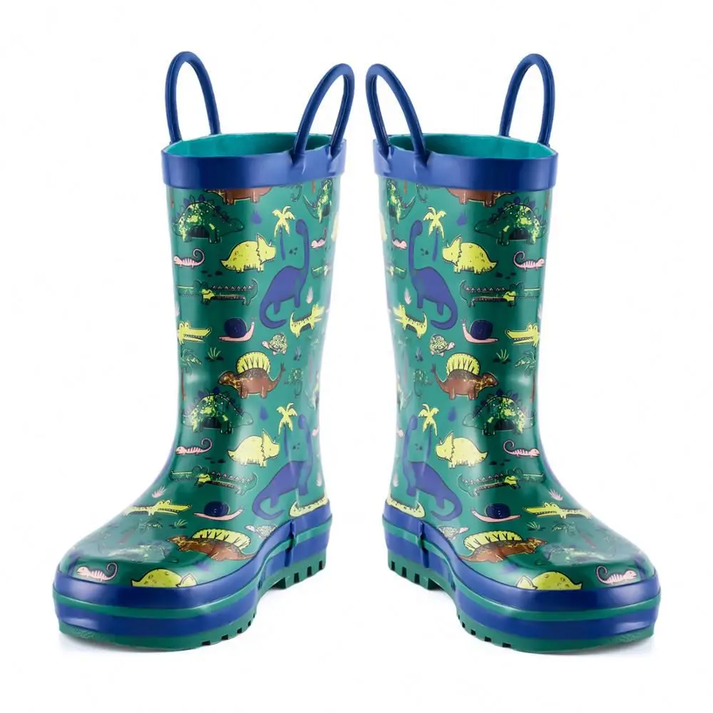 

Cartoon Pattern Easy-on handle Rubber Children Rain Boot Boy, Oem approved