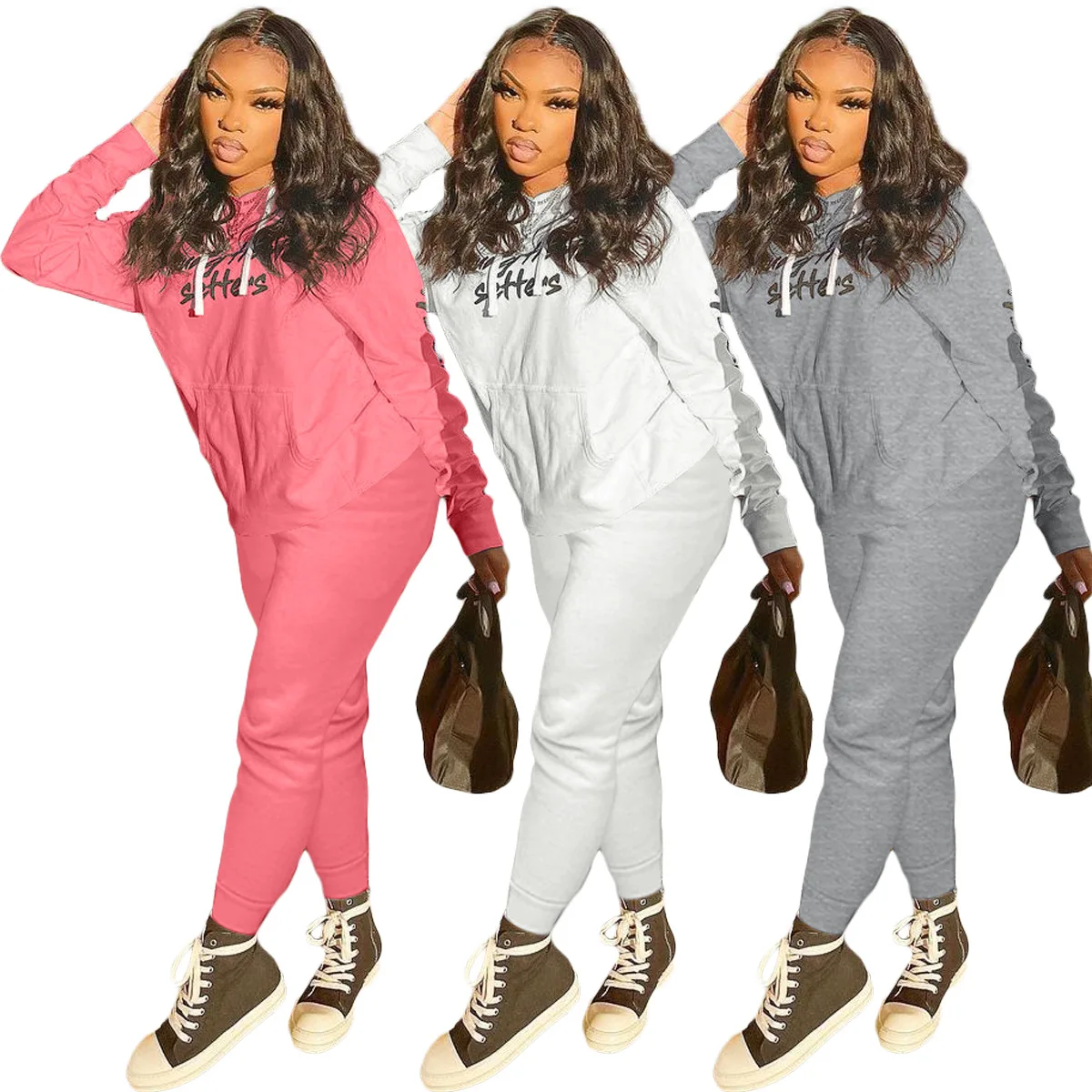 

clothes pants 2 piece set women 2 piece set clothing fashion solid hoodies and joggers set vendors clothing