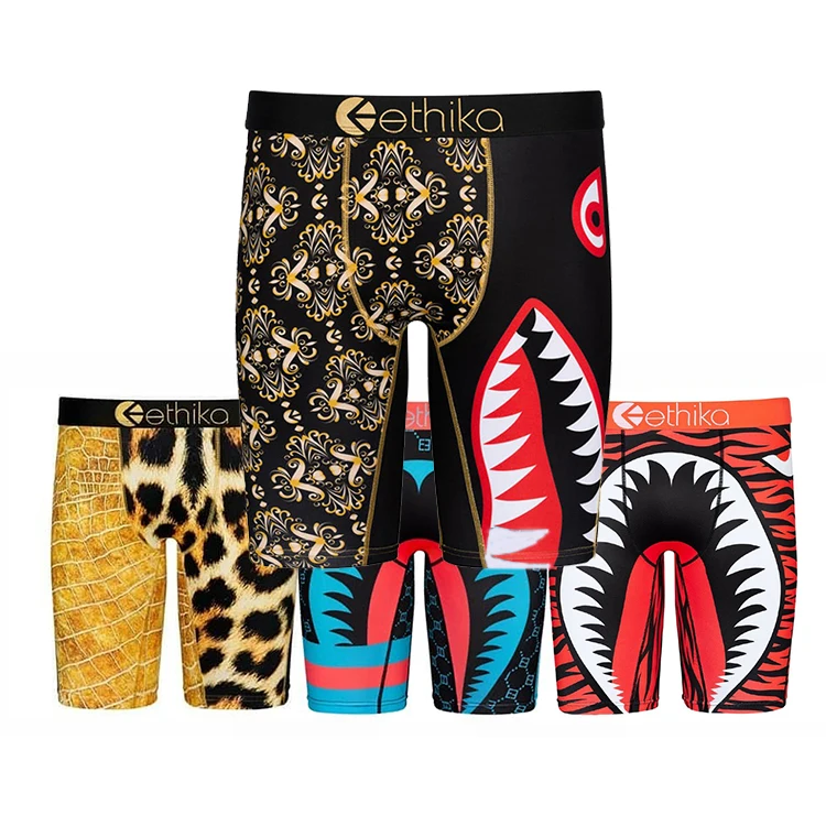 
amazon hot Camouflage Shark mouth boxer ethikaed Mens underwear shorts elastic ethikaed sport boxers briefs wholesale for men  (1600096958587)