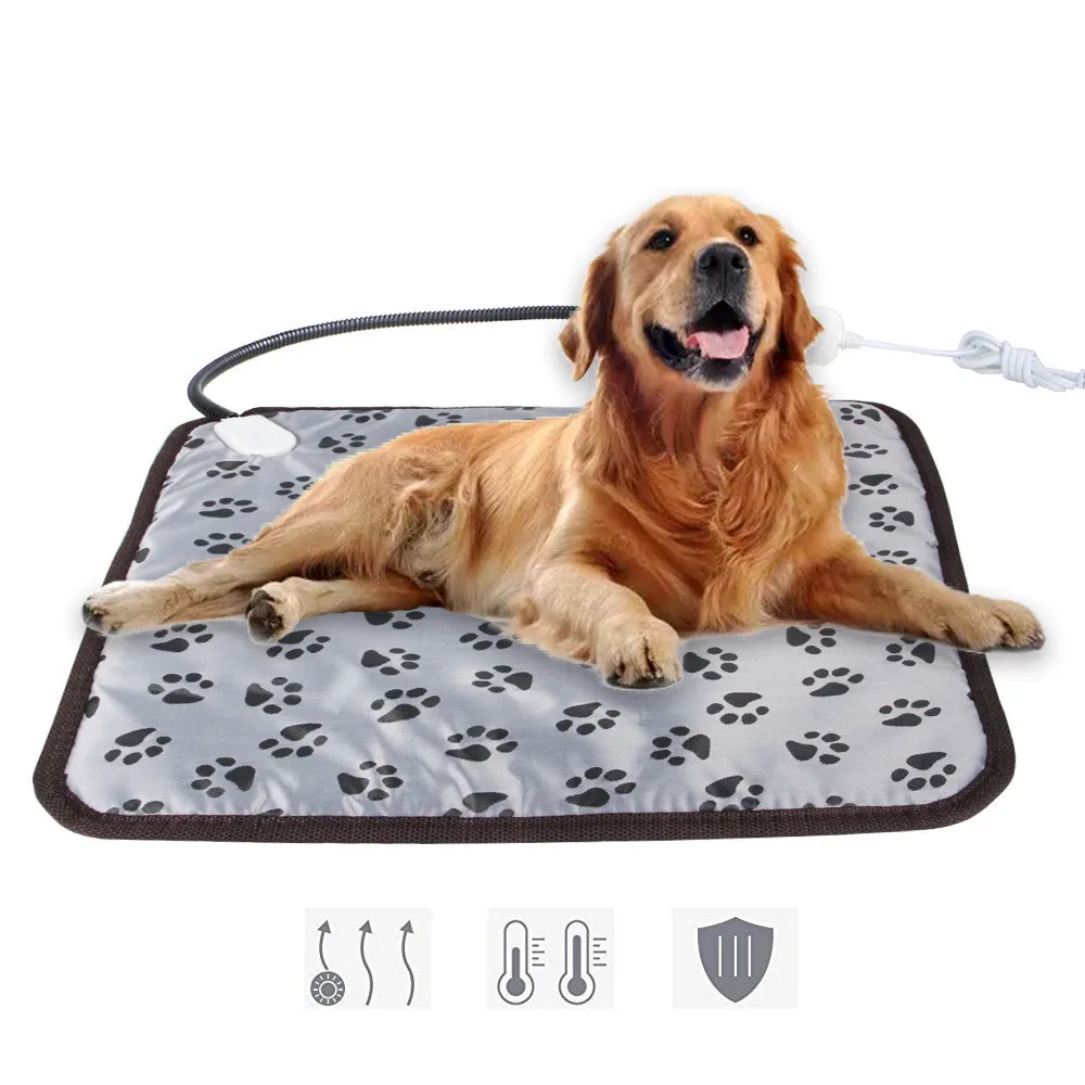 

In stock Pet Heating Pad shopee lazanda Waterproof&Electric washable dog cat sleeping bed Heating Mat heated dog kennel, Claw/flower