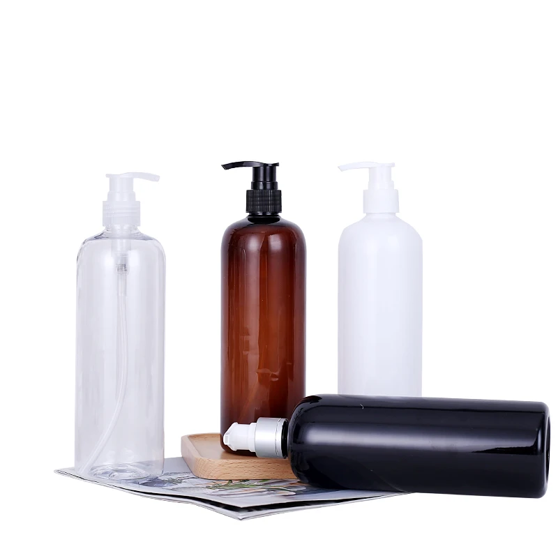 

Empty PET shampoo bottle 100ml 150ml 250ml 300ml 500ml clear amber plastic shampoo bottles with pump dispenser