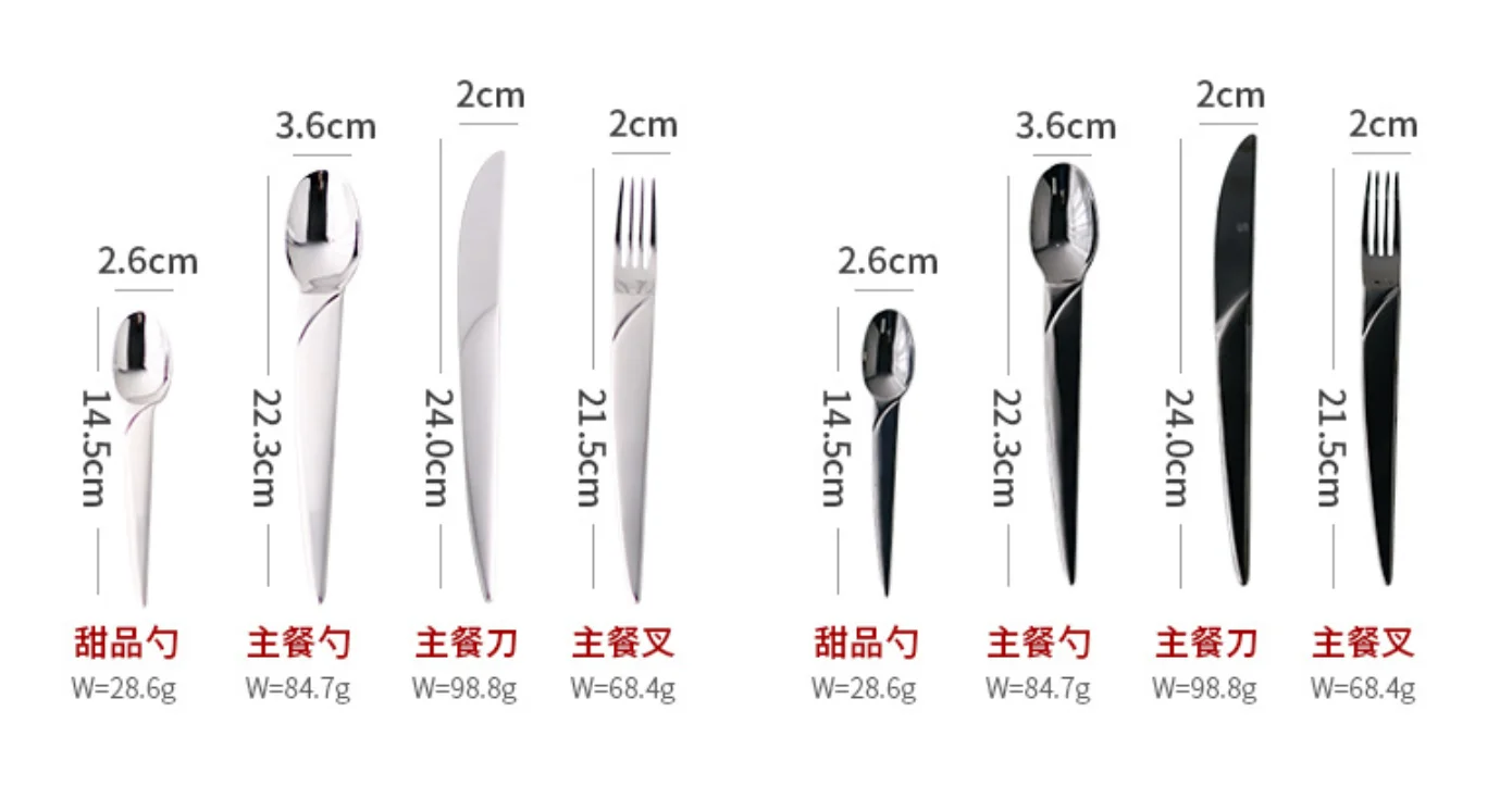 Promotion Wedding Gift Gold Black White Pink Handle Cutlery Set