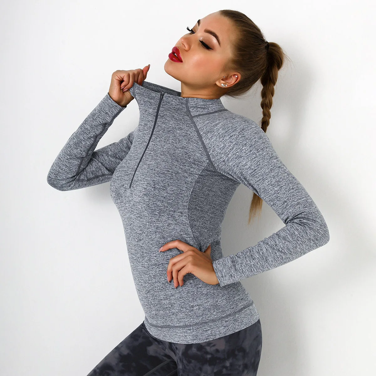 

Wholesale 2022 Woman Apparel Tight Sport Yoga Top Quick Dry Long Sleeve Top Cardigan Zipper Running Fitness Jacket Gym Wear