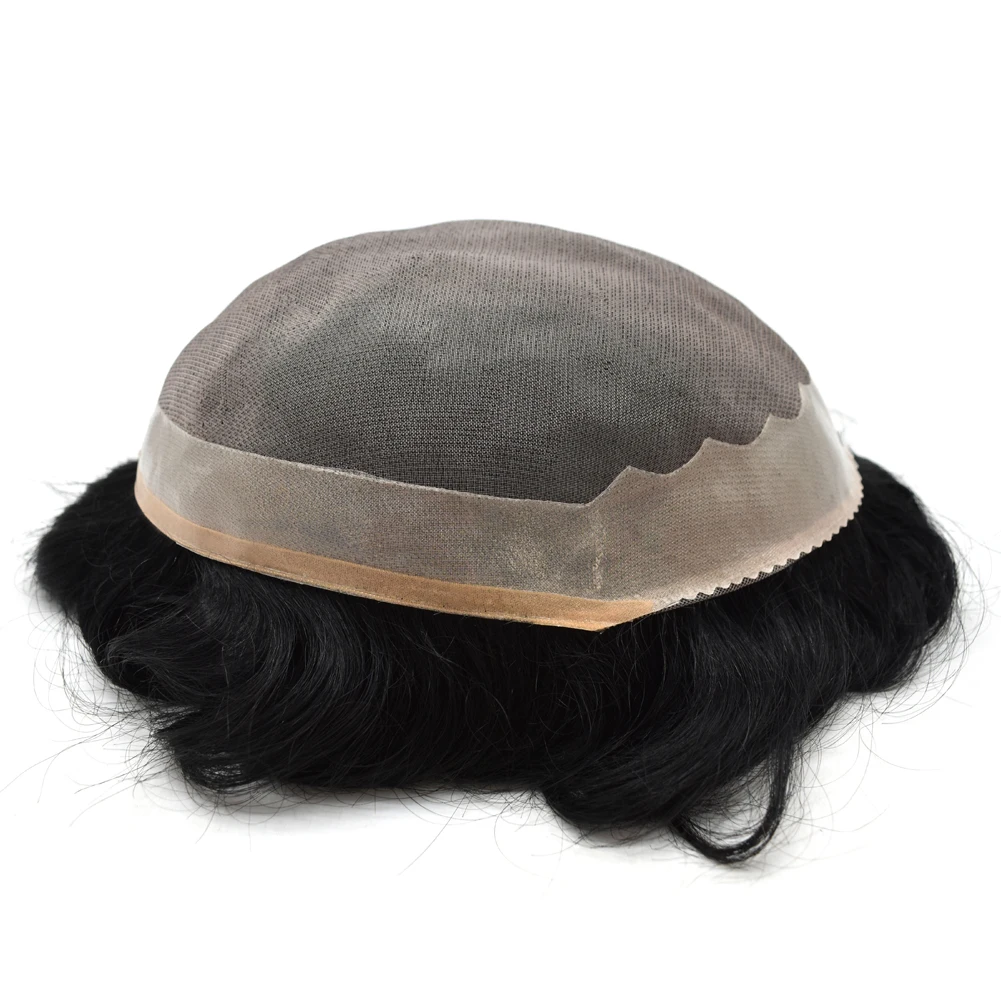 

Fine Mono Short Hair System 100% Natural Human Hair Unit Men Toupee for Men