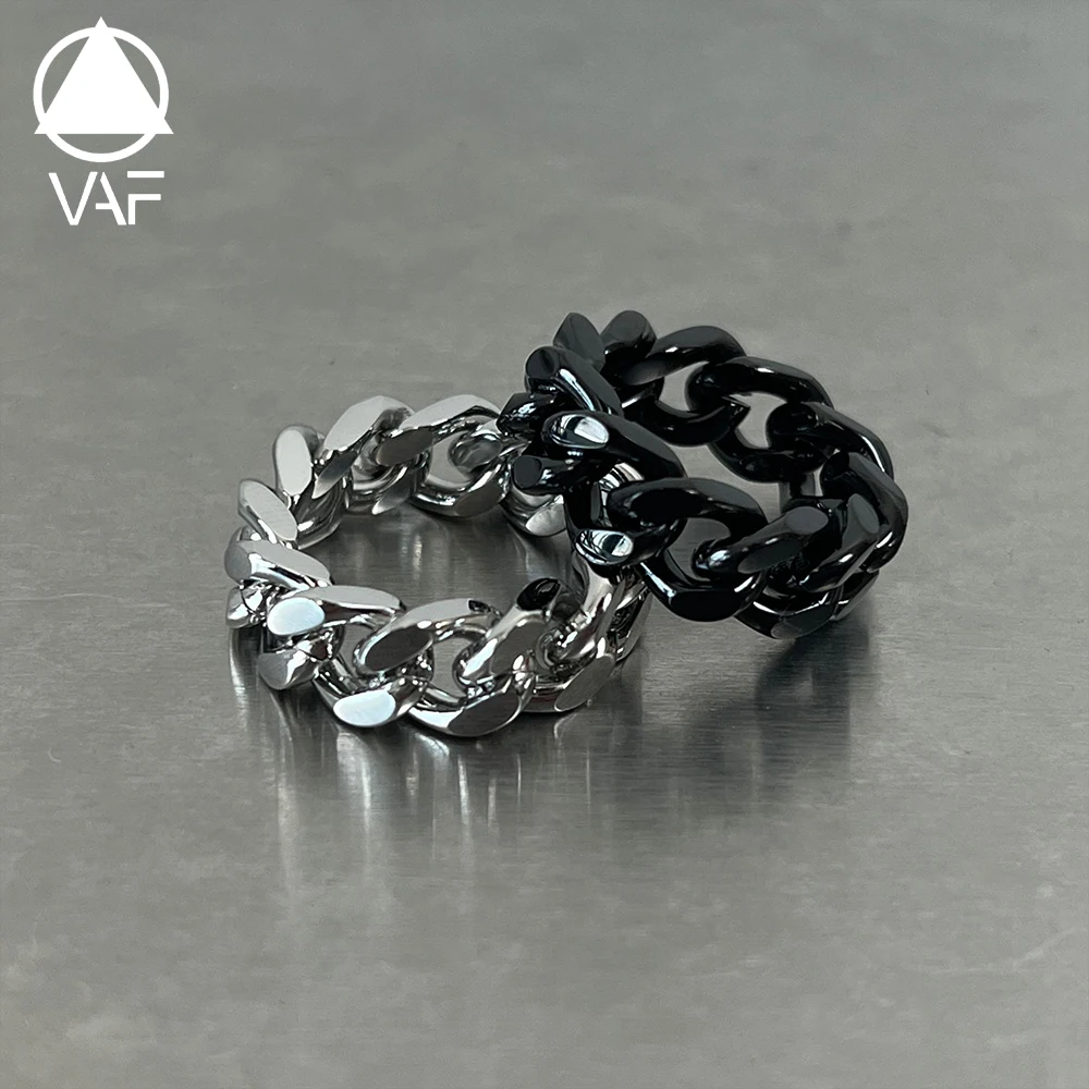 VAF Hip Hop Cuban Link Stainless Steel Ring Stylish Fashion Cool Anillo Cubano Anillos Acero Inoxidable for Men