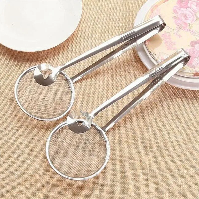 

Food Stainless Steel Strainer Kitchen Filter Mesh Spoon Fried Food Oil Strainer Clip Kitchen Tool Food Clip H314