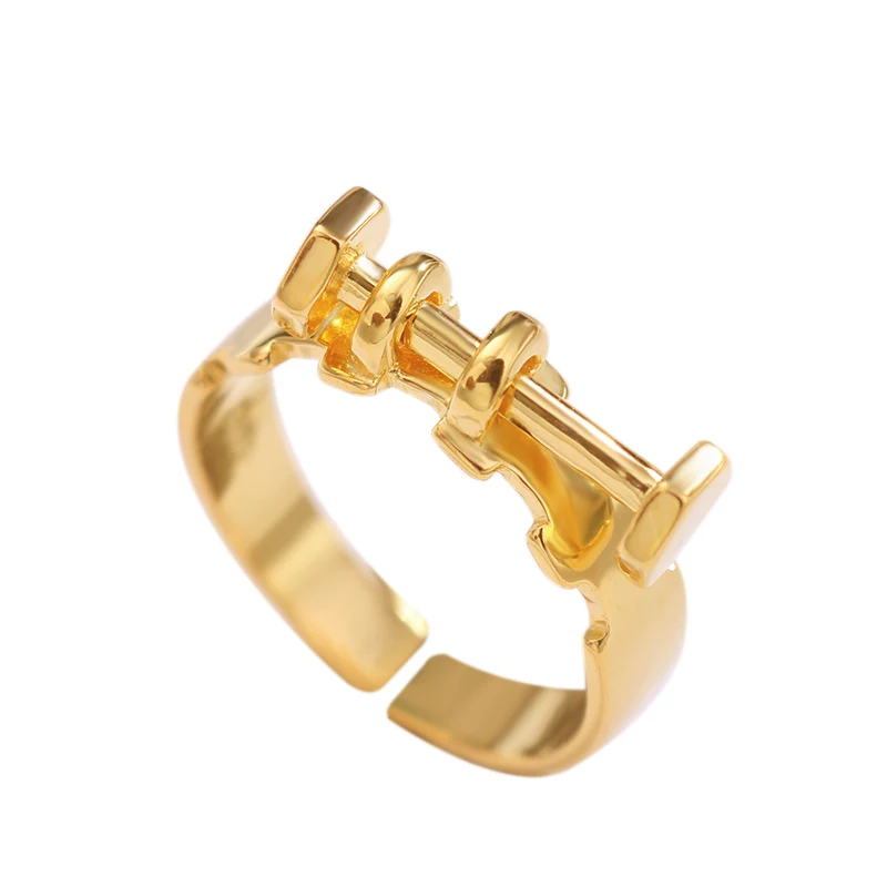 

Fukarni Unique Jewelry 925 Sterling Silver Rings 18K Gold Screw Cocktail Ring KR317