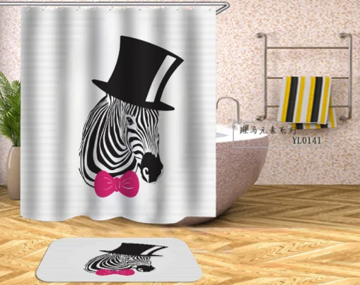 

G&D New Zebra Waterproof and Mildew Partition Bathroom Shower Curtain