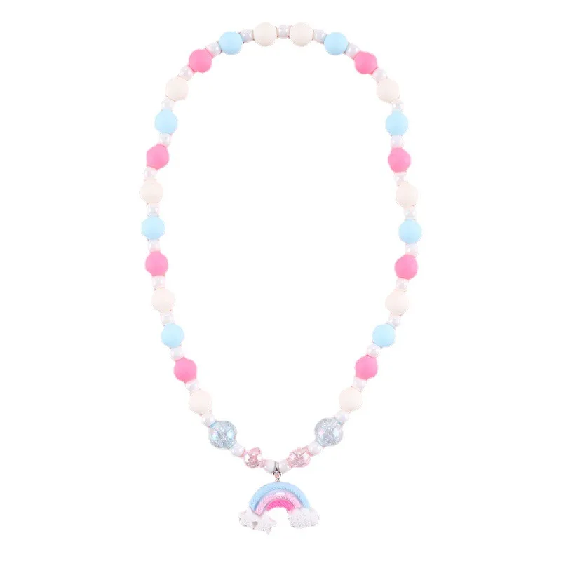 

Fashion Hot Selling Mermaid Rainbow Snowflake Resin Pendant Necklace For Kids, Mixed color