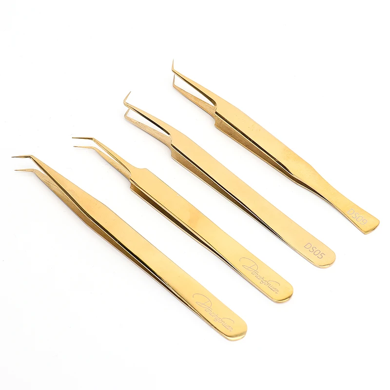 

DancingSwan Custom Private Label Lashes Tool Volume Eyelash Extension Tweezers, Gold