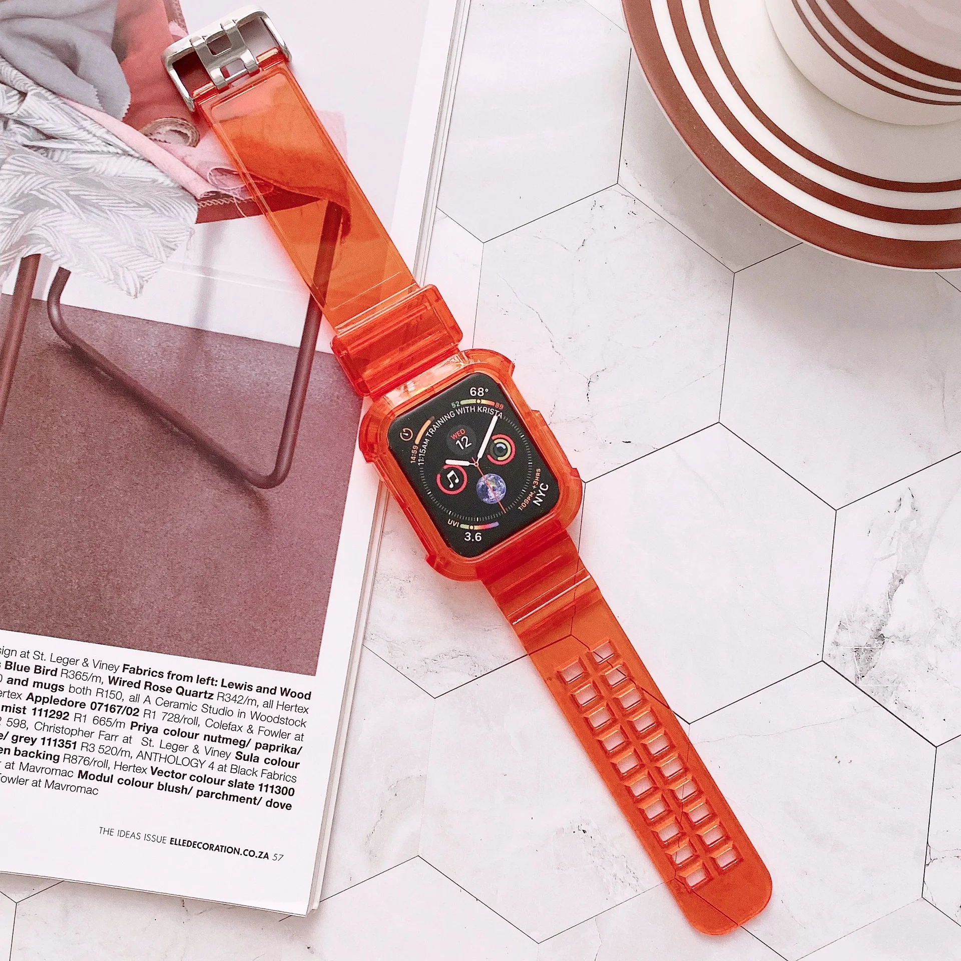 

New Clear Band + Case for Apple Watch Series 6 SE 5 4, 44mm 42mmTransparent for iwatch Strap 3 2 1 38mm 40mm TPU Plastic Strap