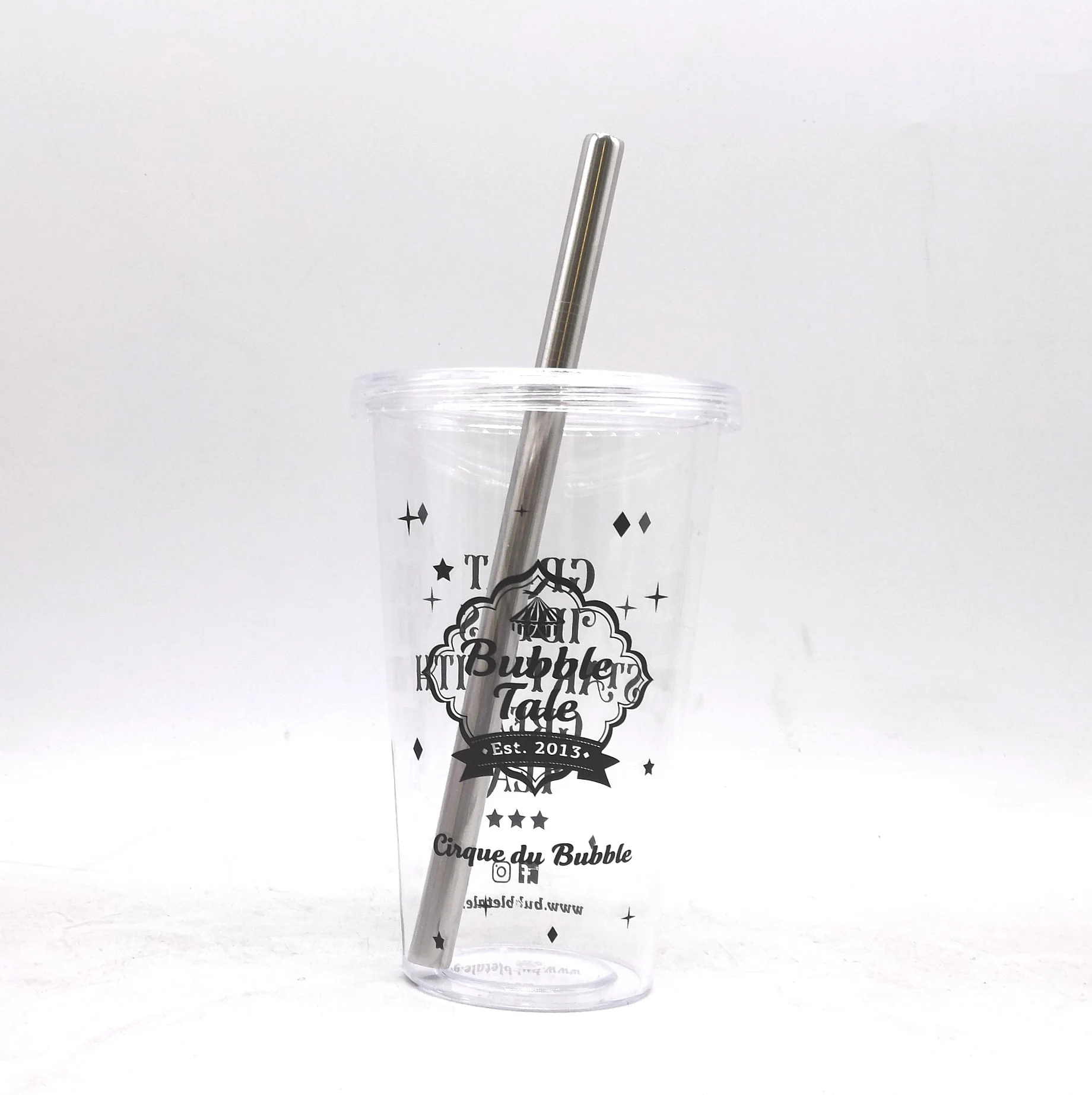 

Amazon Hot Selling 20oz Clear Acrylic Double Wall BPA Free Milk Tea Cup Plastic Boba Tea Tumbler with Straw and Lid, Customized color