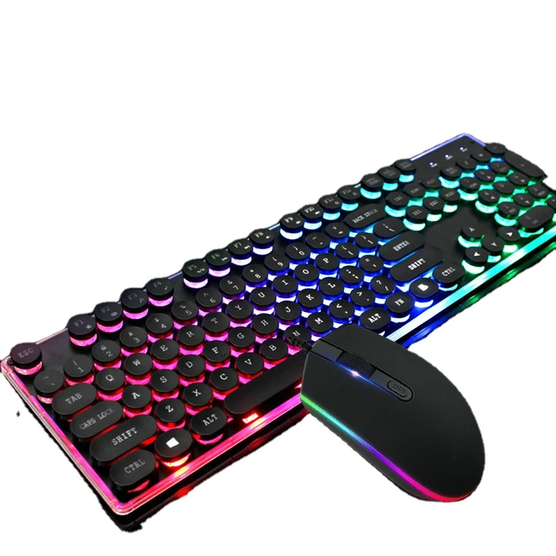 

2021 hot multicolor game wired optical keyboard illuminated keyboard mouse set