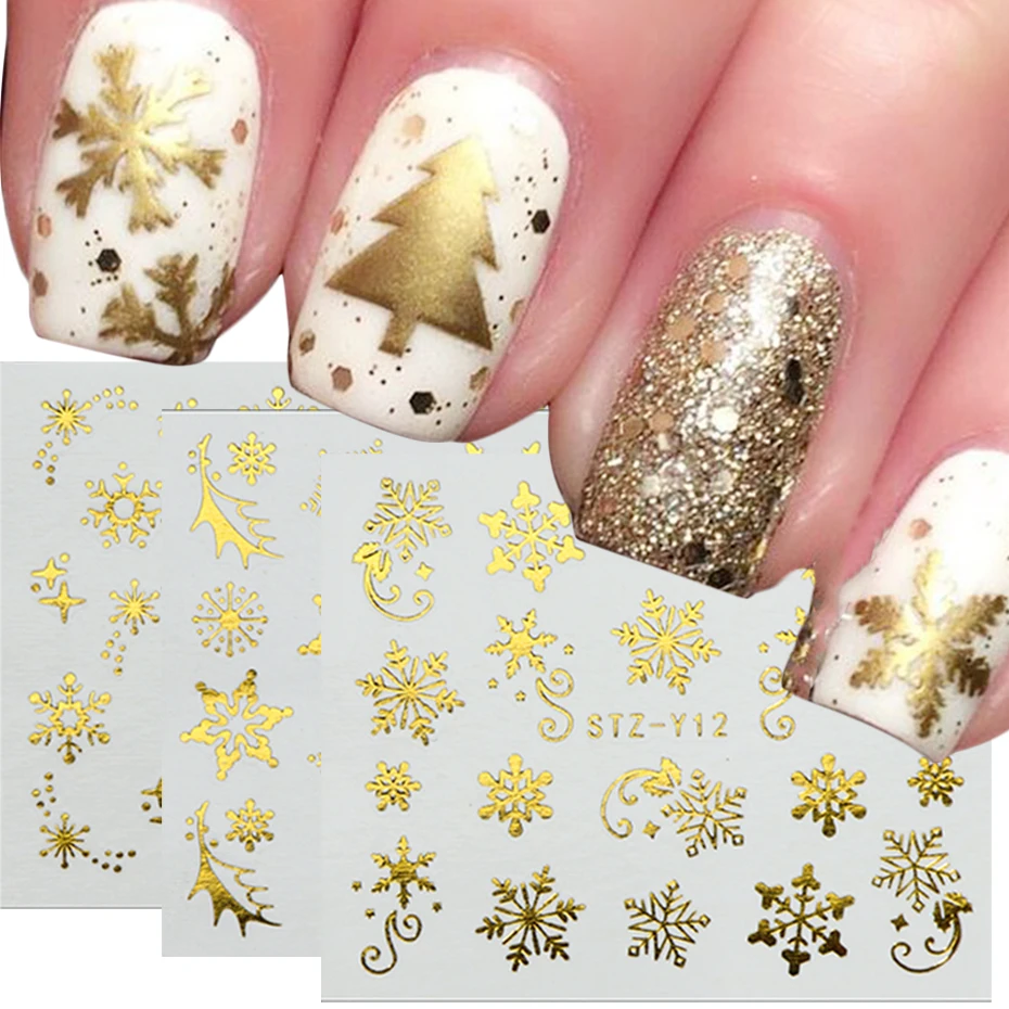 

Gold Silver Easter Christmas Snowflake Nail Polish Winter Nail Art Stickers