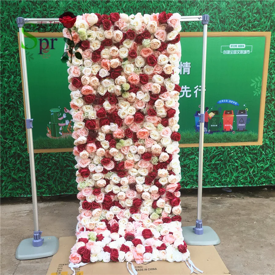 

SPR Rolled Flower Wall Silk Flower Cloth Structure Material Wedding Stage Backdrop Artificial Flowers Wall for Salon Wal Decor, Like picture