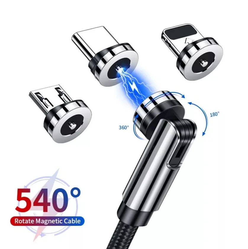 

Fast Charging Cable 3 in1 Data Transfer Phone Magnetic Cable Charger Compatible with Micro type c, Black