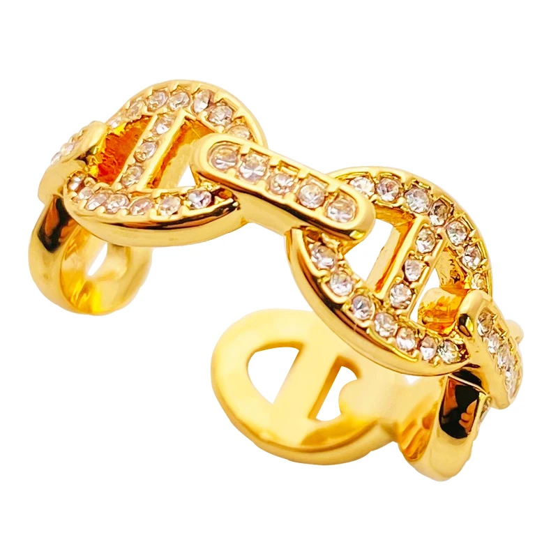 

Pig Nose Ring Micro Studed Full Diamond Hip Hop Personality Ring for Women