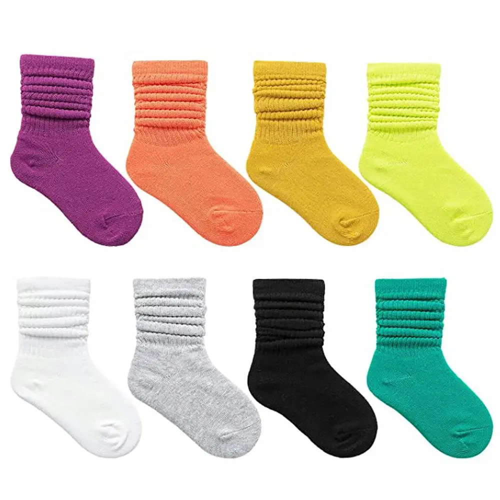 
New Stock Wholesale meias infantis Little Girls Keen High Long Socks Custom Cotton Colored Kids baby Slouch Socks 