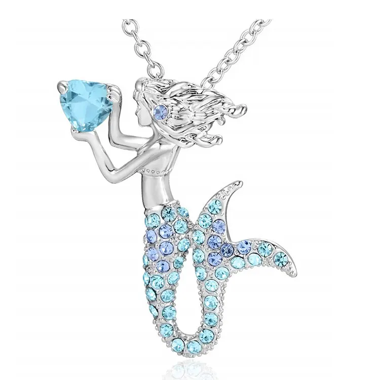 

Little Mermaid Pendant Necklace for Women Teen Girls, Fairytale Mermaid Girls Jewelry Gifts